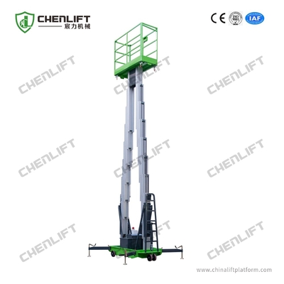 12m Aluminum Aerial Work Platform Double Mast Vertical Lift Loading Capacity 200Kg