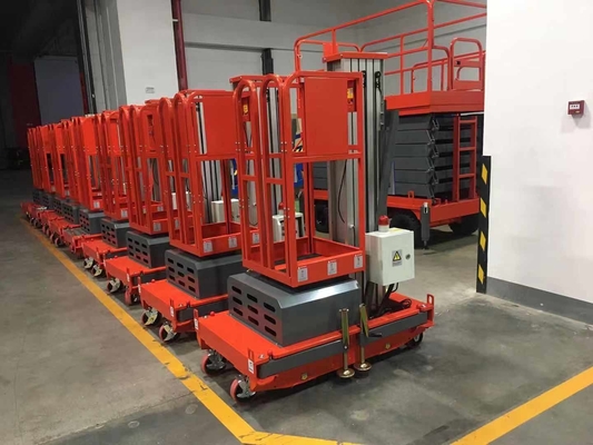 Single Mast Manual Pushing Aluminum Work Platform With Double Hinge Door