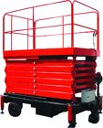 Industrial Mobile Scissor Lift Moveable Hydraulic Lift For Aerial Work 11 Meters High In Red