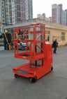 Self Propelled Aerial Work Platform Double Mast 9 Meters High Manlift In Red 150Kg Loading Capacity