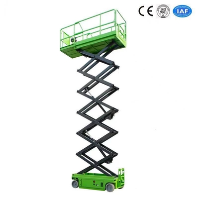 Green 10 Meters Lifting Height Self Propelled Scissor Lift MEWP With One Year Warranty