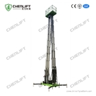 Electrical Pulling Device Quadruple Mast Aerial Work Platform 300Kg Load And 12 Meters Lifting Height