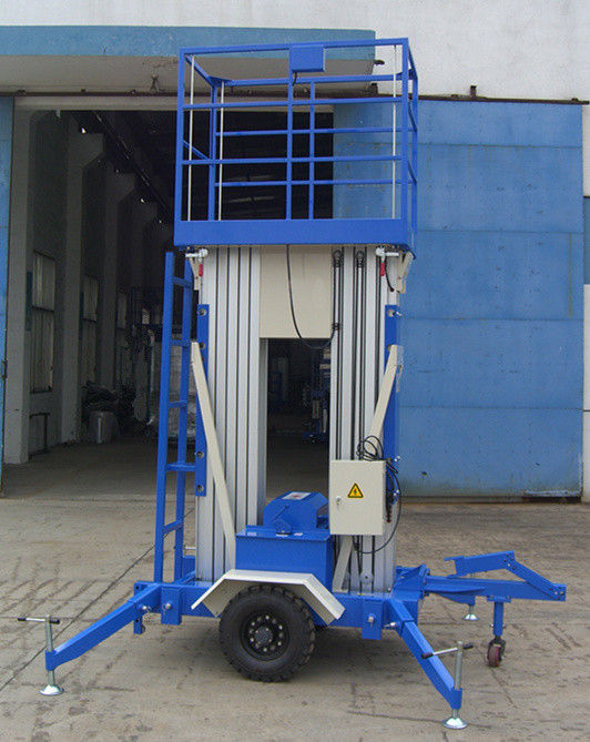 Dual Mast Aluminum Aerial Work Platform Towing Type Lifting Height 8m